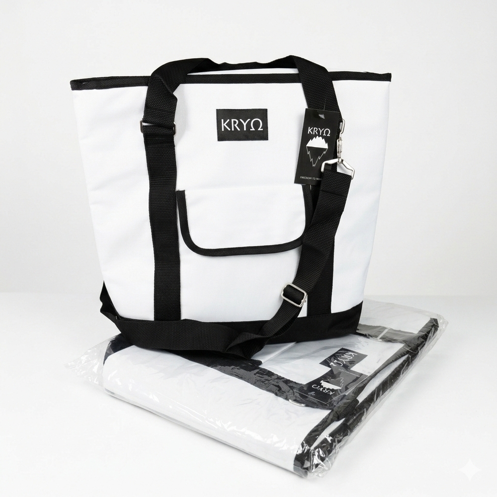 2 KRYO 16x13x5" White Cooler Tote Bags Picnic Wine Lunch Tailgate Insulated Zip